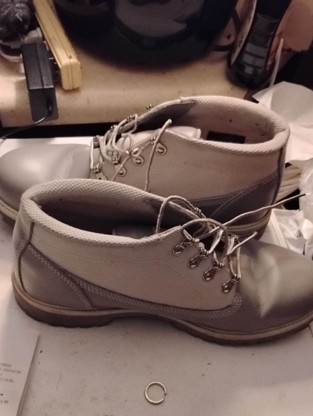 Men's Gray Leather Lace-Up Work Boots